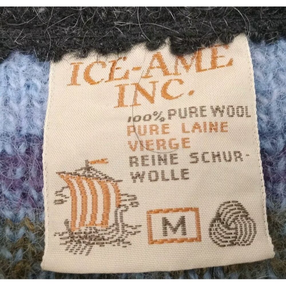 Vintage ICE-AME INC. Wool Nordic Wool Eagle Sweater Size M Fall Colors - Picture 7 of 10